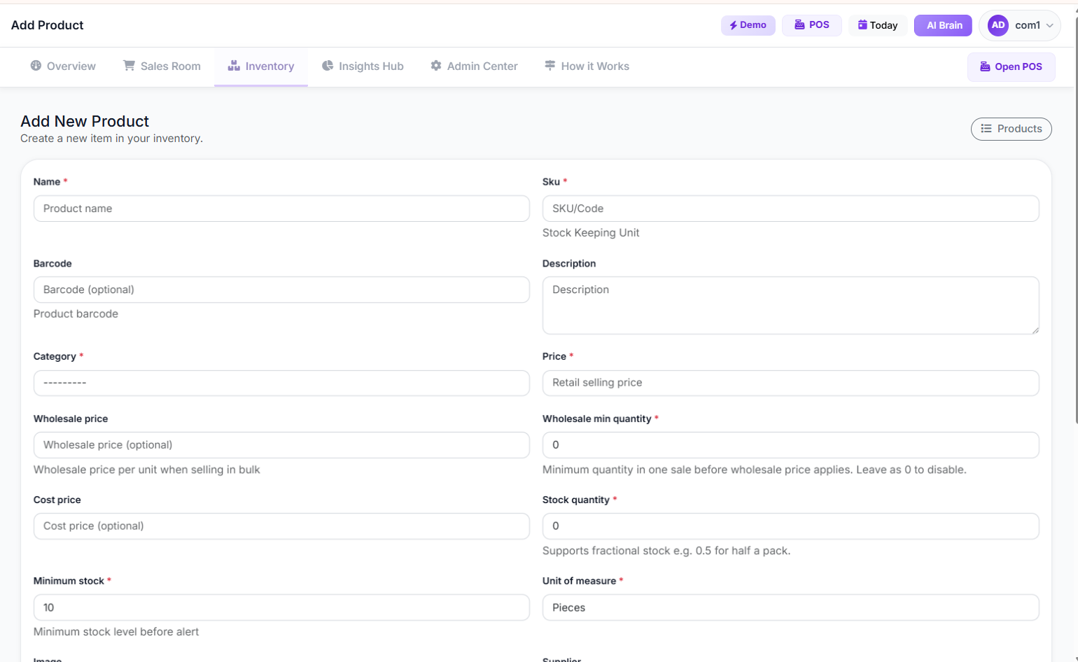 Add/Edit Product Page